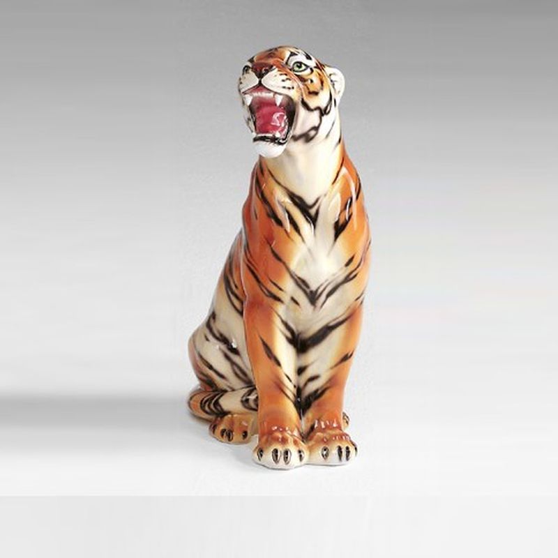 STATUE TIGRE AGGRESSIVA IN CERAMICA CM. 62 -ANIMALI-